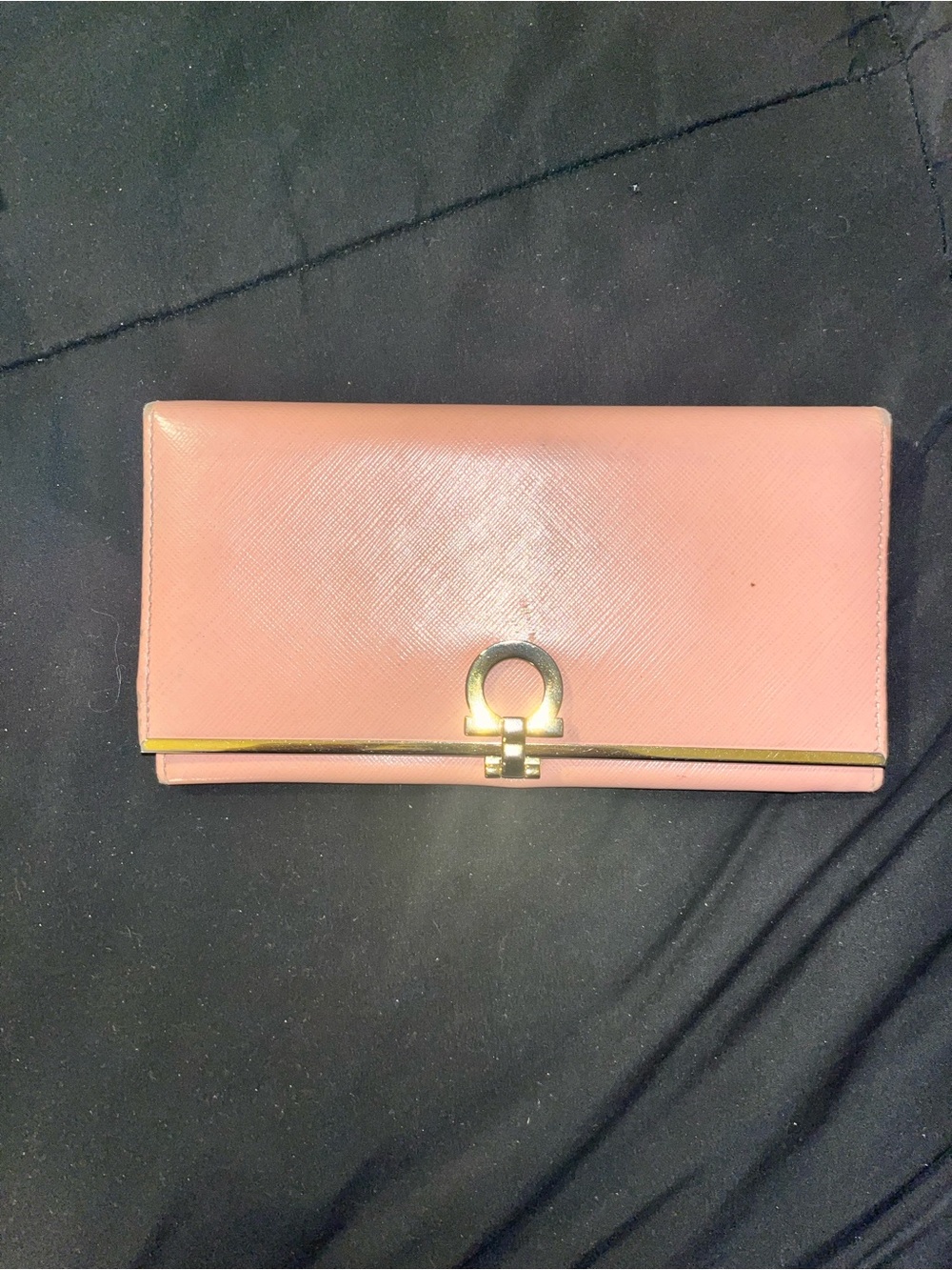 Salvatore Ferragamo Dusty Pink Leather Gancini Icon Long Continental Flap Wallet